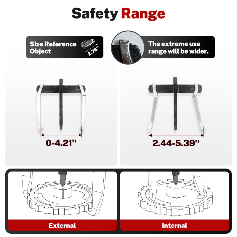 BILITOOLS 4" 2-Jaw Gear Puller, Internal External for Removal of Pulleys Flywheels Bearings & Gears - Image 2