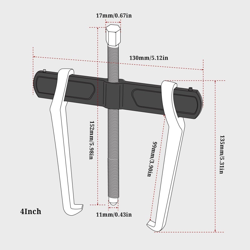 BILITOOLS 4" 2-Jaw Gear Puller, Internal External for Removal of Pulleys Flywheels Bearings & Gears - Image 5
