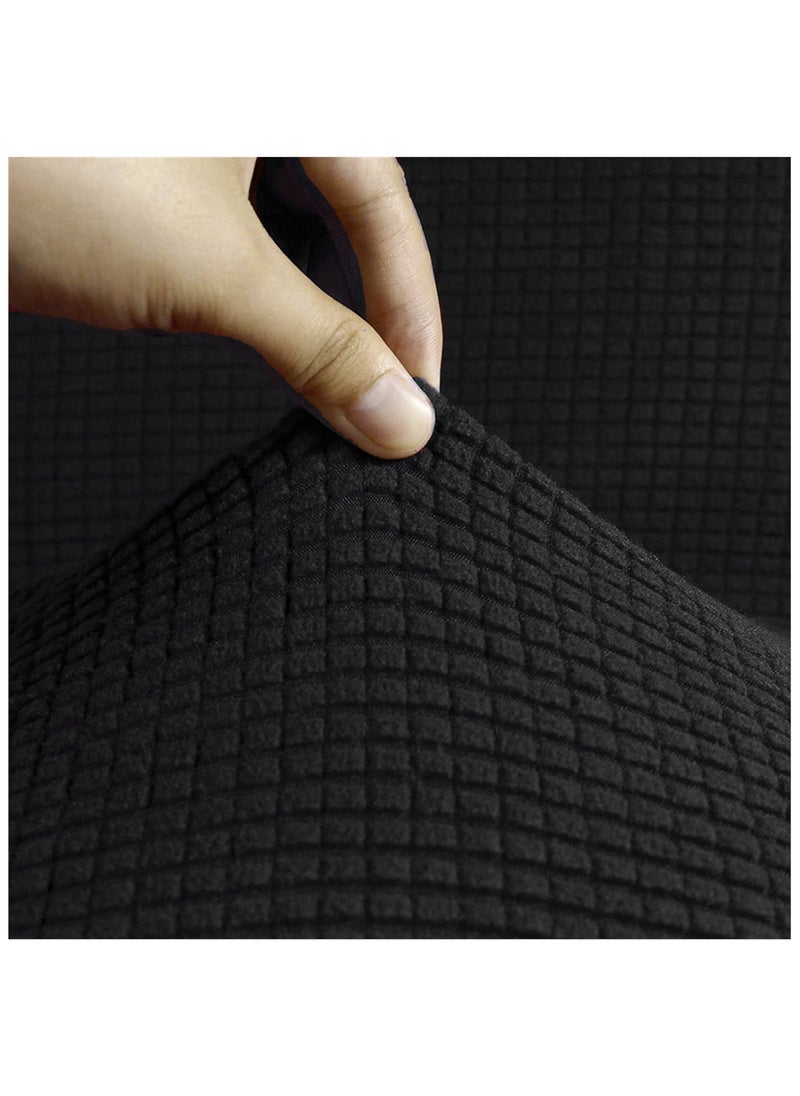 Fabienne Stretch Fit 3-Seater Sofa Cover Soft Brushed Fabric Couch Cover Exquisitely Full Coverage Furniture Protector Slipcover Three Seater Fits on Standard and Recliner Sofa 185-235cm Size Black  - Image 3