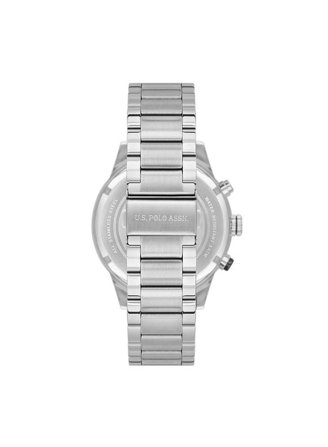 U.S. Polo Assn. Crossing 46mm Multifunction Men's Watch with Black Dial & Stainless Steel Bracelet