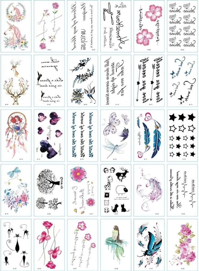 30 Sheets  DIY Temporary Tattoo Fashion Designs for Body - Image 1