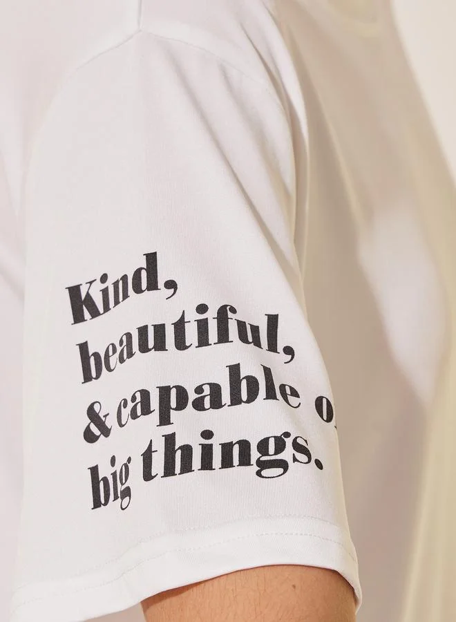 Take Two Take Two Round Neck Short Sleeve Slogan T-Shirt