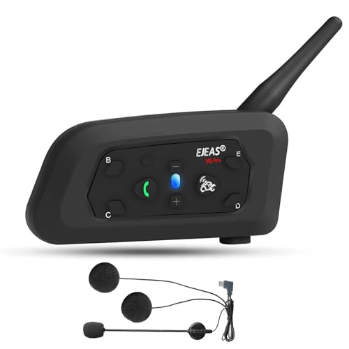 EJEAS V6 Pro Motorcycle Bluetooth Headset, Upgraded 2 Riders Intercom Helmet Communication System with Auto-Answering Call and Noise Reduction for Motorcycling Skiing and Climbing (1 Pack) - Image 1