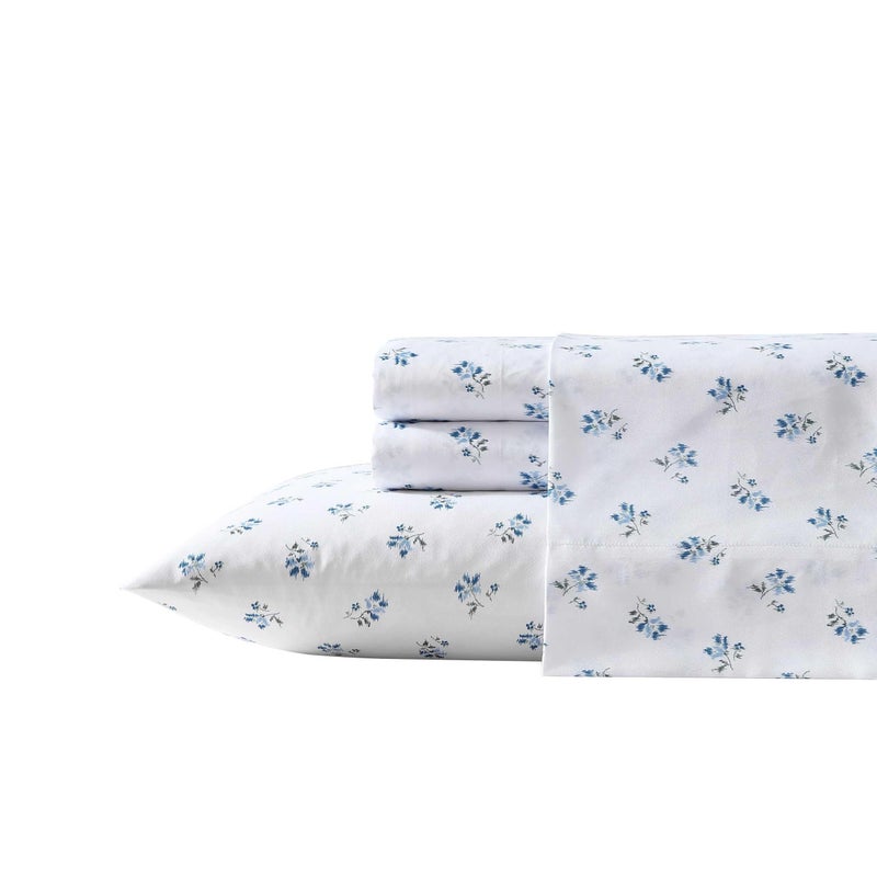 Wrangler - Sheet Set  Breathable & Wrinkle Resistant Bedding  Includes Matching Sham & Pillowcases  Floral Home Decor (Sketchy Ditsy Blue  King) - Image 1