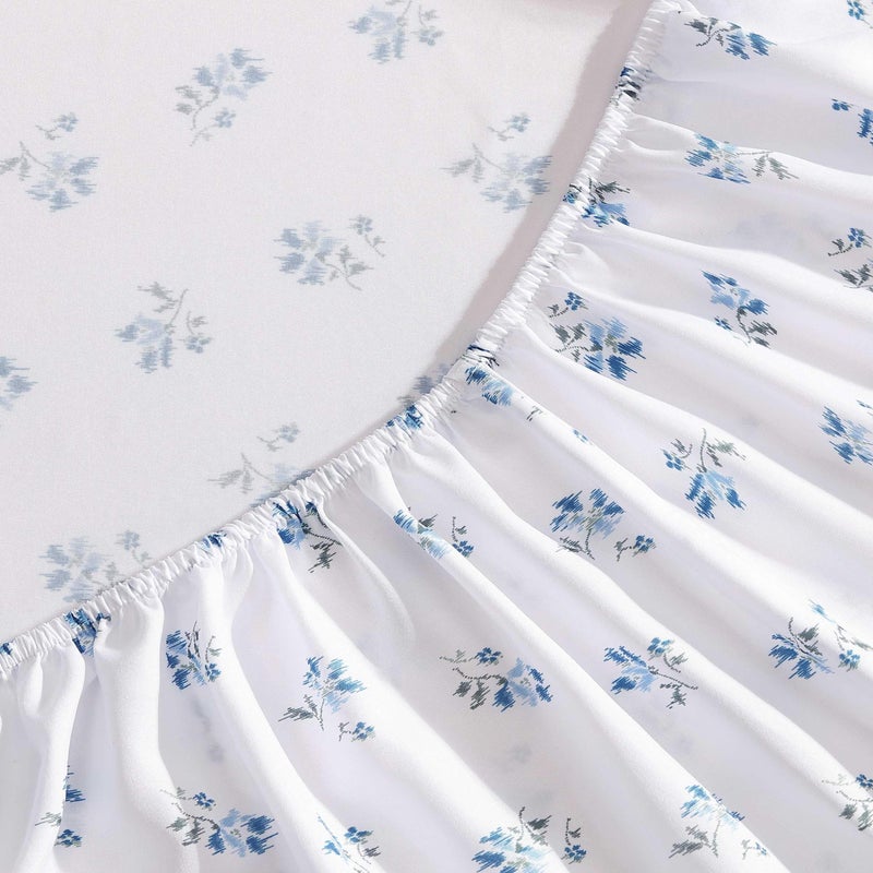 Wrangler - Sheet Set  Breathable & Wrinkle Resistant Bedding  Includes Matching Sham & Pillowcases  Floral Home Decor (Sketchy Ditsy Blue  King) - Image 5