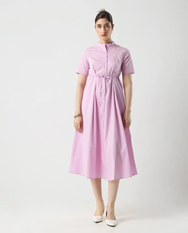 Rareism Women's Midi Dress With Tie Waist Dress