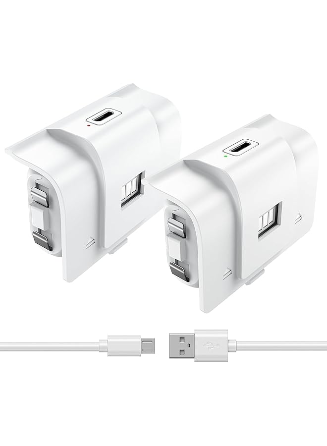 erorex Rechargeable Controller Battery Pack With 4 Cover Play And Charge Kit With Micro Usb Charging Cable For Xbox 1 S X Elite Wireless Remote 2 Pack White  - Image 1