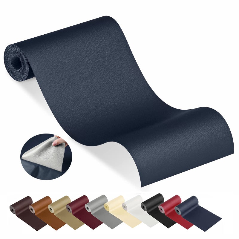 YAFLC Leather Repair Patch for Furniture, 4" x 63" Self Adhesive Leather Repair Kit Vinyl Repair Tape for Car Seat Sofa Jackets Couches Chair Blue - Image 1