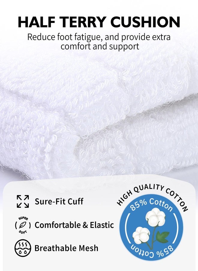 CLOSEMATE Mens Running Ankle Socks Terry Cushioned Moisture-Wicking Low Cut Athletic Socks Anti-Blister Comfort 6 Pairs(6 White,L) - Image 5