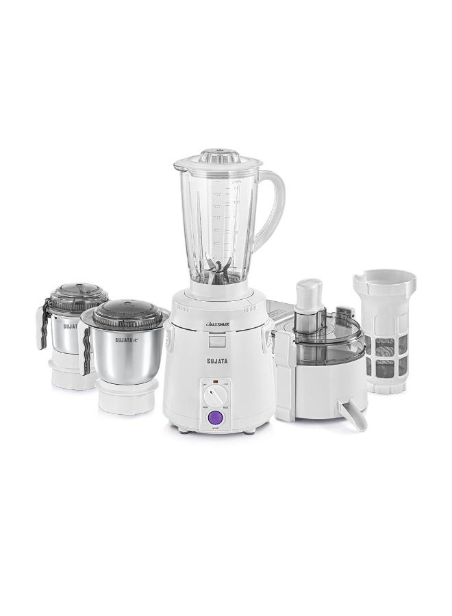 Sujata Multimix Juicer Mixer Grinder|900 Watts Double Ball Bearing Motor|22000 RPM|Non-Stop 90 Mins Running|3 Jars including 1750ml Blender with Coconut Milk Extractor,1000ml, 500ml Jar| (White) - Image 1