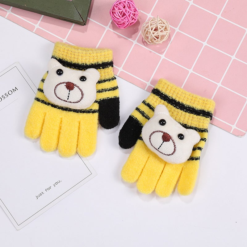 Kids Winter Gloves 2-5 Years Unisex Half-Finger Thermal Golden yellow full finger 