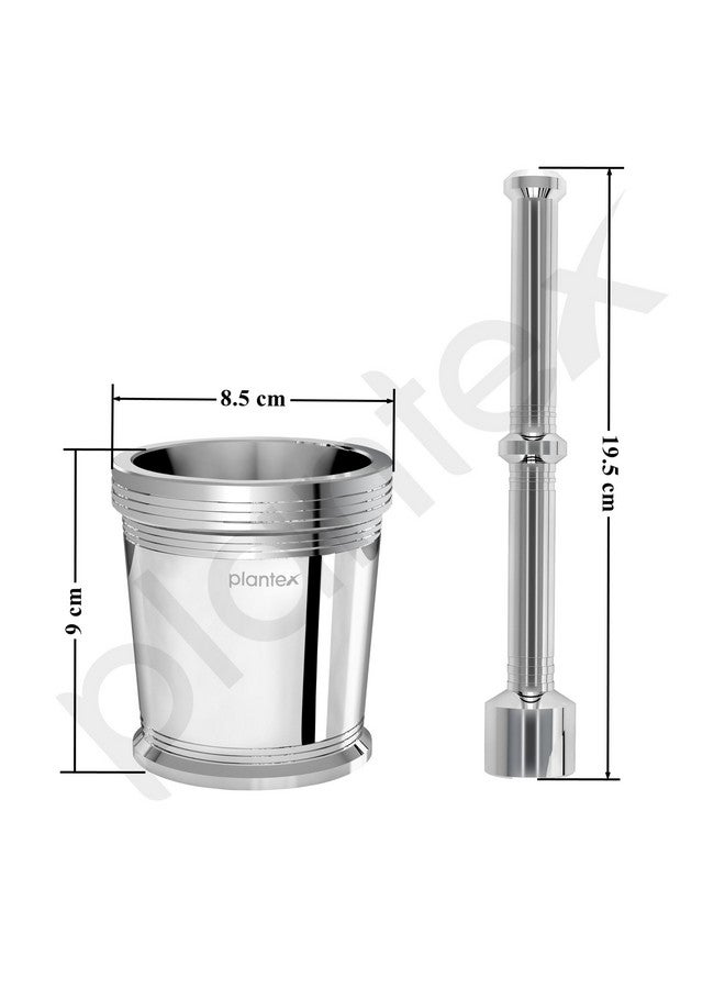 plantex مجموعة مدقة وهاون من الفولاذ المقاوم للصدأ الثقيل من بلانتكس / خلاط توابل / خلط / كحل / مسل للمطبخ - الحجم 4 (القطر: 8.7، الارتفاع: 9 سم) - Image 2