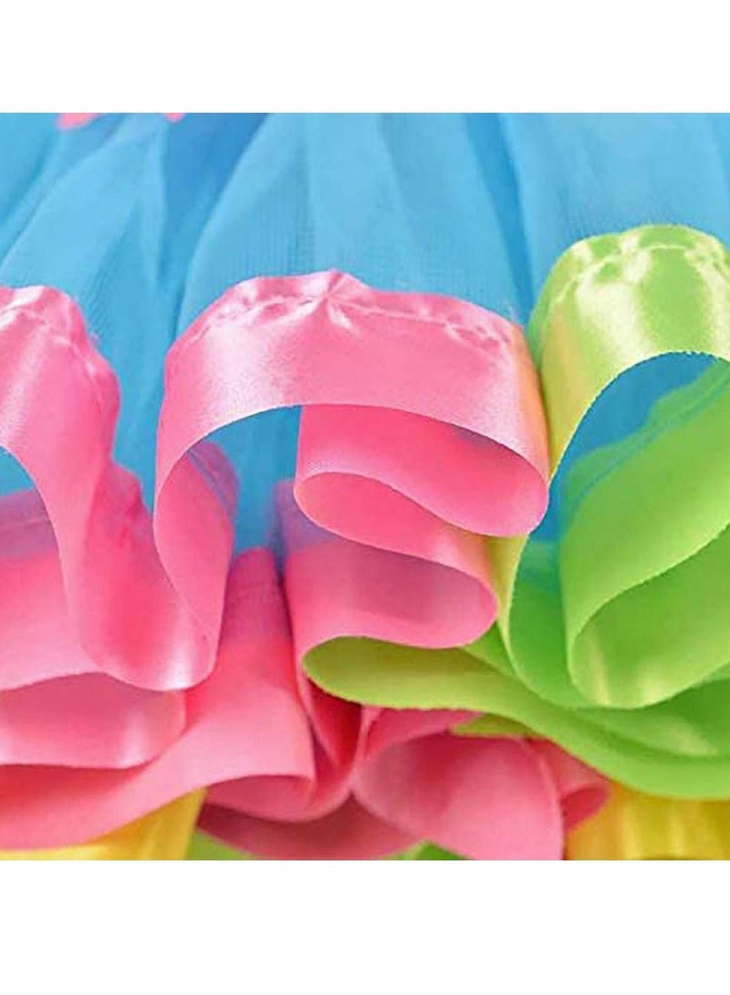 KASTWAVE Baby Girls Rainbow Mini Tutu Skirt Party Costume Dress for Girls, Skirt and Hair Bow set, Pink and Multicolor, Layered Ballet Feature Tulle Polyester Dress  - Image 4