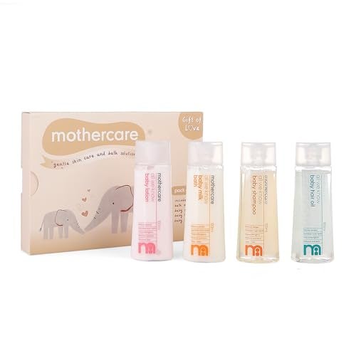 Mothercare Gift Set for Babies | Baby Gift Box (Pack of 4, 100ml Each) | Bath Milk, Baby Lotion, Baby Hair Oil & Baby Shampoo - Image 1