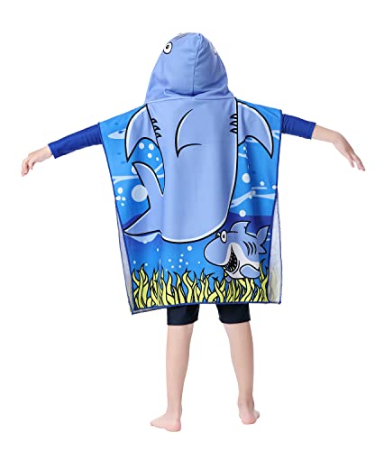 Athaelay Soft Hooded Beach Towel for Kids, Toddlers Bath/Pool/Swim Poncho Cover-ups Swimwear (Blue Shark) - Image 4