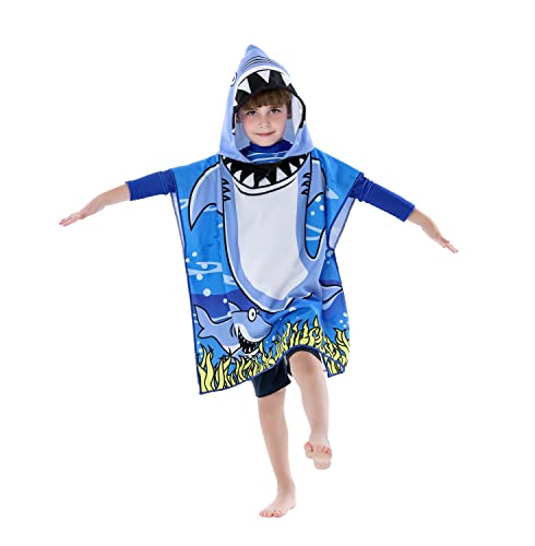 Athaelay Soft Hooded Beach Towel for Kids, Toddlers Bath/Pool/Swim Poncho Cover-ups Swimwear (Blue Shark) - Image 3