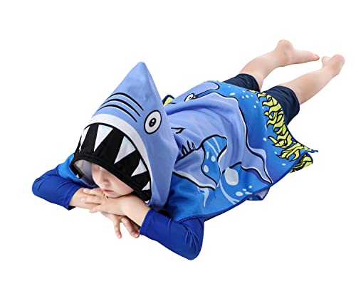 Athaelay Soft Hooded Beach Towel for Kids, Toddlers Bath/Pool/Swim Poncho Cover-ups Swimwear (Blue Shark) - Image 5