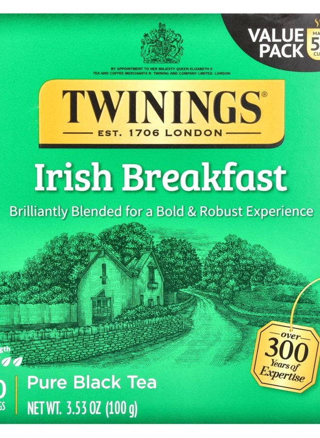 Twinings Pure Black Tea Irish Breakfast 50 Tea Bags 3.53 oz (100 g) 