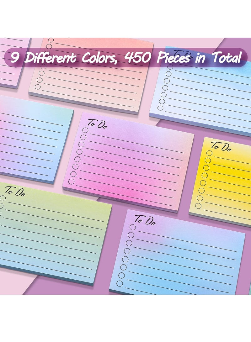 Zikra 9-Pack Assorted Color Lined Sticky Notes, 3 x 4 Inch Self-Stick Memo Pads for To-Do Lists, Planner Reminders, Studying, Home Office, and School Supplies (Gradient Colors) - Image 2