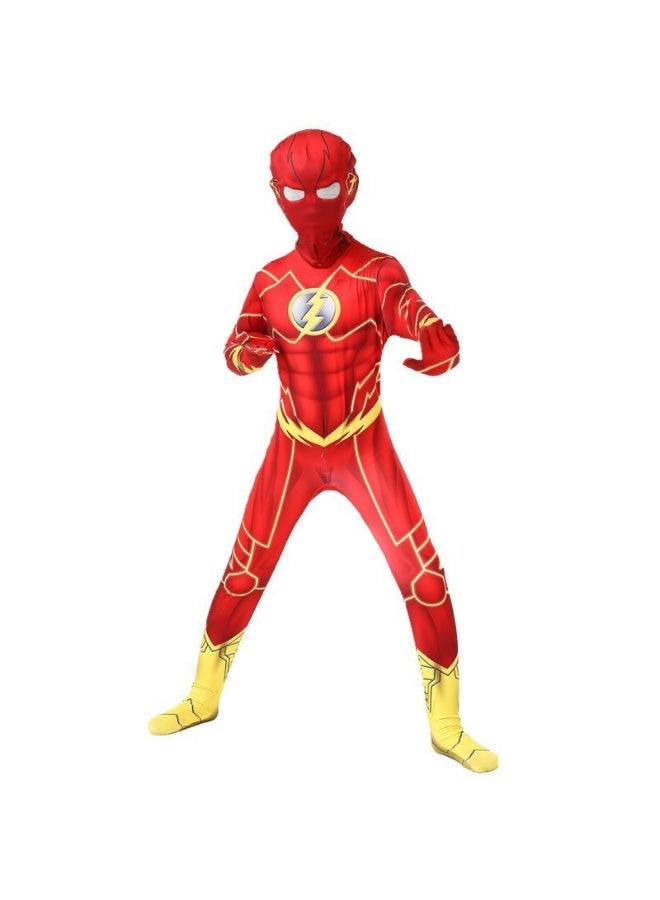 NIBEMINENT Children's tight-fitting jumpsuit, one-piece cosplay stage performance costume, The Flash - Image 1