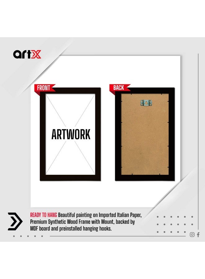 ArtX Paper Warli Tribal Wall Frame Art Painting, Framed Paintings, Multicolor, Abstract, 25.5 X 13 Inches (Combined), 8.5 X 13 each, Set of 3 - Image 5