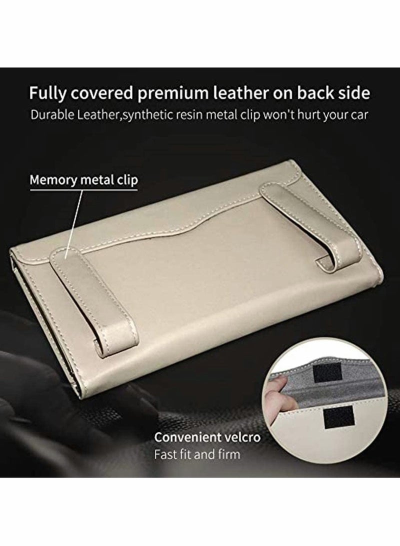 Excefore Bling Bling Car Visor Tissue Holder Leather Crystals Paper Towel Cover Case Glitter Sunglasses Clip for Car Accessories and Accessories Paper Towel Cover Case, Beige - Image 3