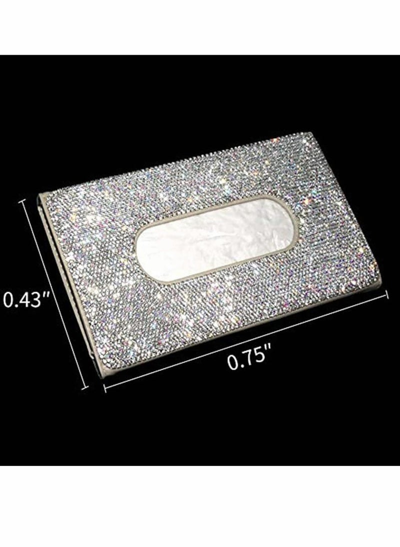 Excefore Bling Bling Car Visor Tissue Holder Leather Crystals Paper Towel Cover Case Glitter Sunglasses Clip for Car Accessories and Accessories Paper Towel Cover Case, Beige - Image 4