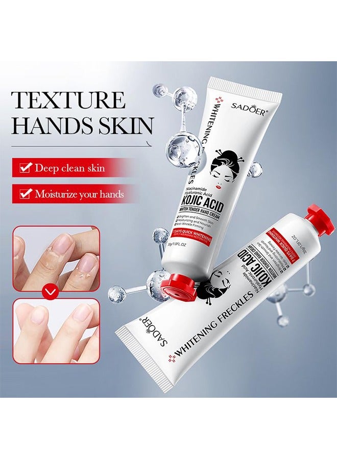 SADOER Kojic Acid Hand Cream, Kojic Acid Cream Sadoer,Whitening Freckles Kojic Acid Hand Cream,Sadoer Kojic Acid,Niacinamide Hyaluronic Acid Kojic Acid Whiten Tender Hand Cream (3 PCS) - Image 2