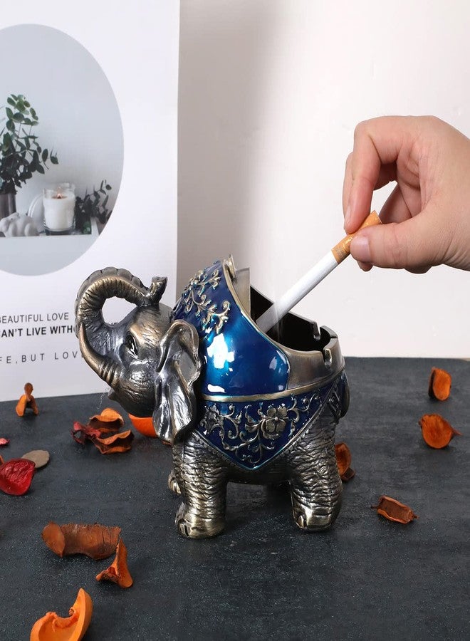 Gusnilo Elephant Outdoor Ashtray Metal Ashtray for Tobacco Ashtray with Lid Ashtrays for Smokers Indoor Ashtray Decoration Ashtrays for Cigarettes Metal Gift for Men Women(Blue) - Image 5