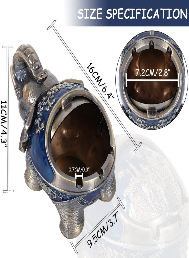Gusnilo Elephant Outdoor Ashtray Metal Ashtray for Tobacco Ashtray with Lid Ashtrays for Smokers Indoor Ashtray Decoration Ashtrays for Cigarettes Metal Gift for Men Women(Blue) - Image 2