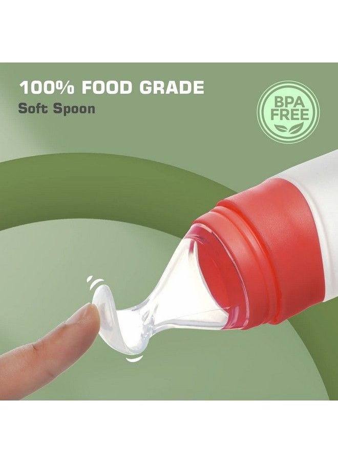 R for Rabbit - Premium First Feed Baby Feeding Spoon Soft Food Grade Silicone For Cereals For Infant Baby 4 Months Plus (Red) - Image 1