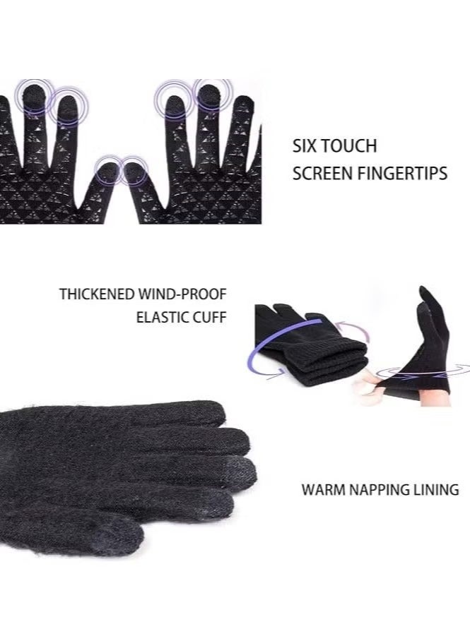 Wool Winter Gloves, Touch Screen Warm Gloves with Thermal Soft Knit Lining, Windproof and Cozy Wool Knit Gloves for Men and Women - Image 4