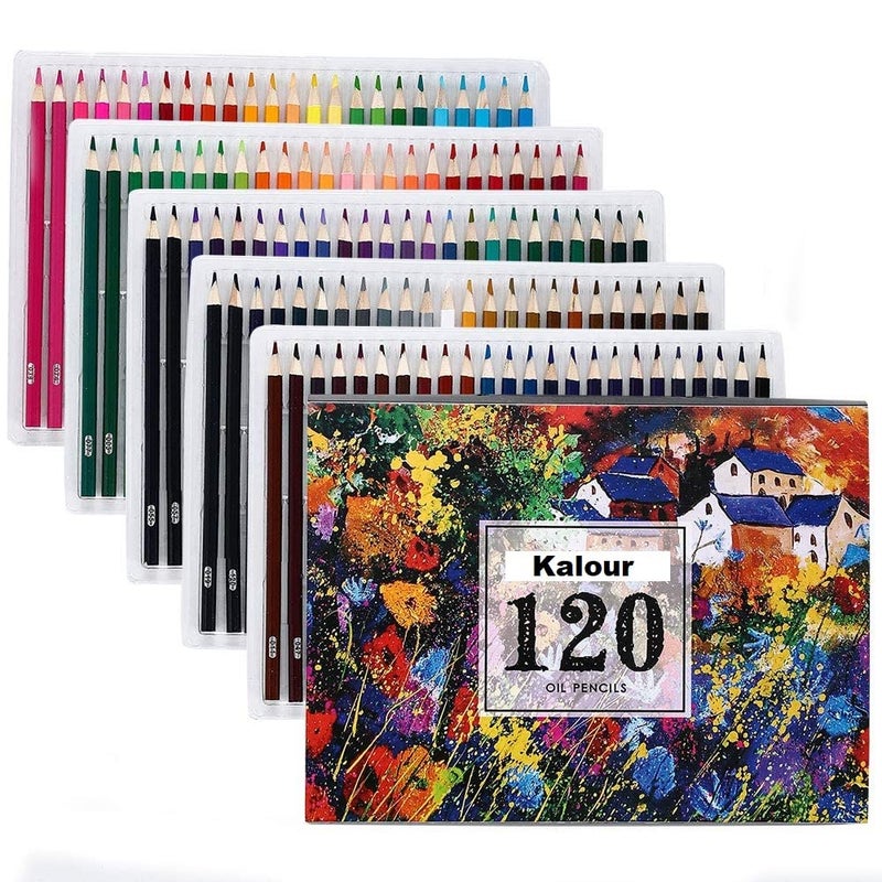 Sabahz Trading Sabahz Trading 4872120150180 Oil Colored Drawing Pencils Set Kalour Premium Soft Core Art Colors Pencils for Coloring Books Artist Drawing Sketching Crafting Pencil Sharpener and Gift Box 120