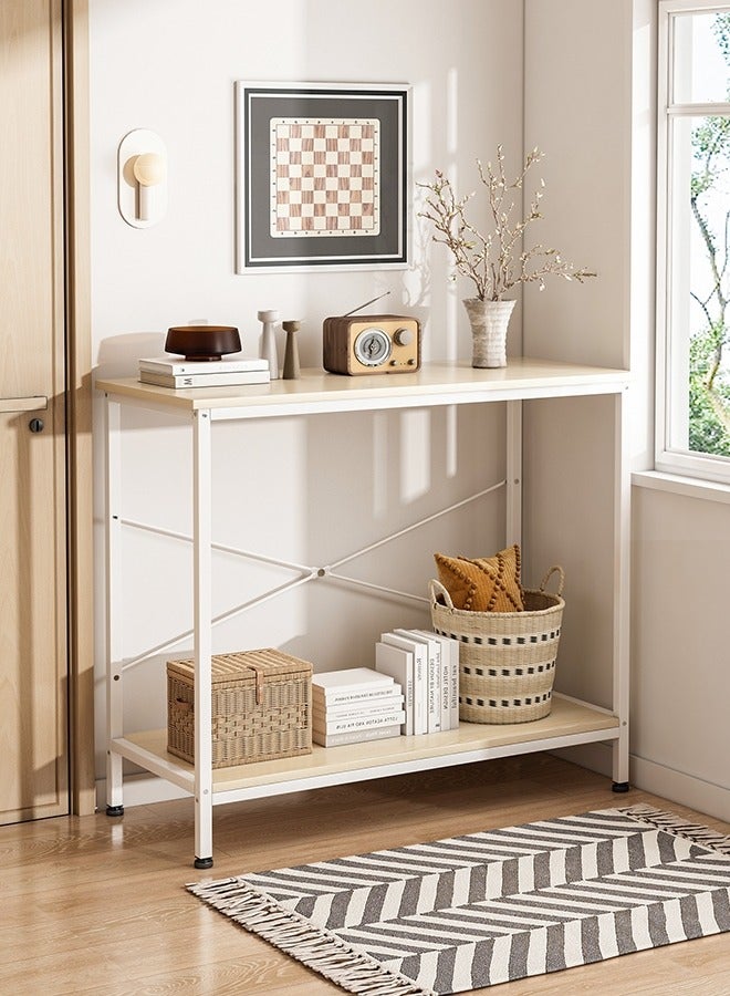 طماطم كرزية طاولة كونسول ضيقة، طاولة مدخل صغيرة ذات مستويين، طاولة أريكة مع قضيبين للدعم، طاولة أريكة، طاولة جانبية رفيعة، طاولة عرض لغرفة المعيشة، الرواق، غرفة النوم، البهو، 100 طول × 30 عرض × 93 ارتفاع - Image 1