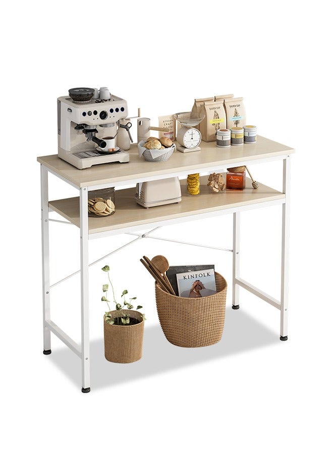 طماطم كرزية طاولة كونسول ضيقة، طاولة مدخل صغيرة ذات مستويين، طاولة أريكة مع قضيبين للدعم، طاولة أريكة، طاولة جانبية رفيعة، طاولة عرض لغرفة المعيشة، الرواق، غرفة النوم، البهو، 100 طول × 30 عرض × 93 ارتفاع - Image 4