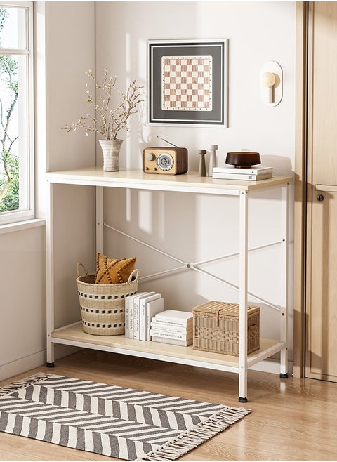 Narrow Console Table, 2 Tier Small Entryway Table, Sofa Table with 2 Support Bar, Couch Table, Thin Side Table, Display Table for Living Room, Hallway, Bedroom, Foyer, 100 L*30W*93H