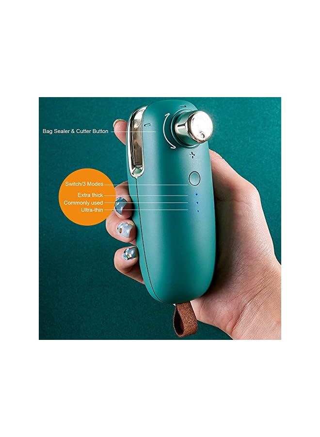 Raxoom Rechargeable Vacuum Sealer Cutting Machine Mini Portable Hand Pressure Heat Sealer Plastic Bag Snack Sealer Sealing Clip Sealer Home Office Gadgets (Green) - Image 2