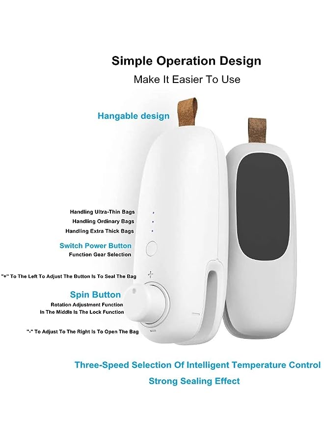 Raxoom Rechargeable Vacuum Sealer Cutting Machine Mini Portable Hand Pressure Heat Sealer Plastic Bag Snack Sealer Sealing Clip Sealer Home Office Gadgets (Green) - Image 3