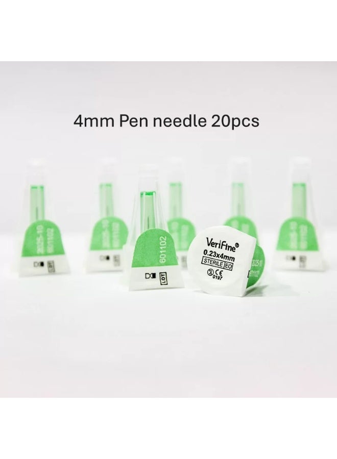 Verifine Insulin Pen Needles, 32G 4mm Ultra Fine Pen Needles for Insulin Injection, Compatible with Most Insulin Pens, 0.23mm x 4mm 20pcs - Image 1