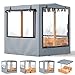GEHENG Sandbox Cover 48x48x52 Kid Sand Box Covers Waterproof UV Resistant with Rollable Transparent Windows Ideal for Backyard Wooden Sandbox WindproofDustproof PetProof Grey Only Cover - Image 2