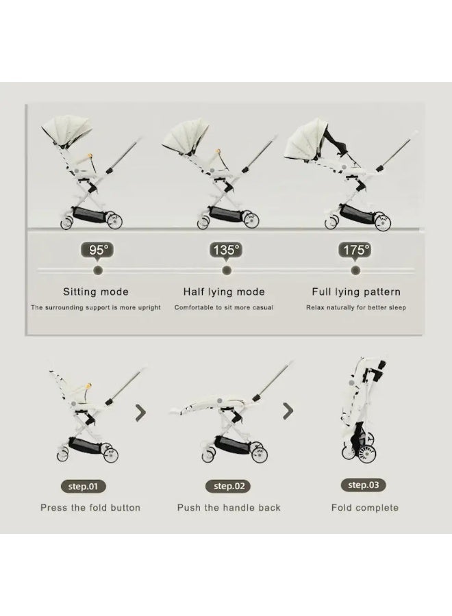 3-in-1 Versatile Baby Stroller, High Chair, and Walker – Lightweight, One-Hand Fold, Multi-Recline Seat, and Reversible Handle - Image 4