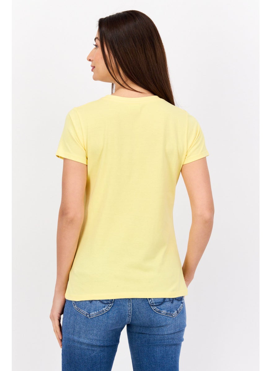 Women Round Neck Short Sleeves Graphic Print T-Shirt, Yellow - pzsku/ZBD26977A8D6778EB0F7DZ/45/_/1737642407/145e9930-7858-415b-afd3-e1426a8d5bf4