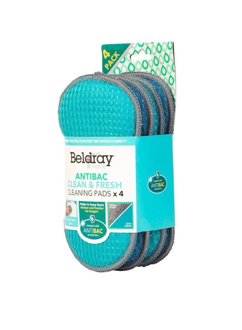 BELDRAY Antibac Clean & Fresh Cleaning Pads :  Antibacterial Microfiber Cloths for Home and Kitchen, Reusable Cleaning Wipes for Hygienic Surfaces - pack of 4 - Image 4