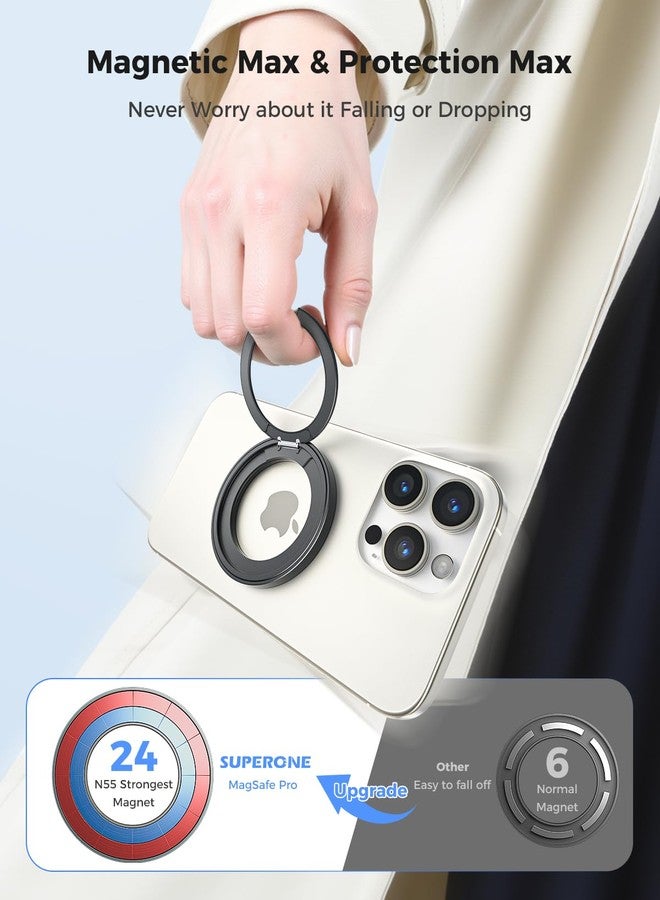 SUPERONE 2025 Upgraded Dual-Side Magnetic Ring Holder, Gym MagSafe Phone Stand Kickstand Grip [360° Rotation], Mag Safe Accessories for iPhone 17 16 Pro Max 15 14 13 12 MagSafe Case - Image 4