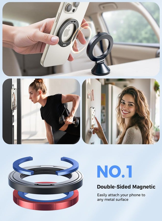 SUPERONE 2025 Upgraded Dual-Side Magnetic Ring Holder, Gym MagSafe Phone Stand Kickstand Grip [360° Rotation], Mag Safe Accessories for iPhone 17 16 Pro Max 15 14 13 12 MagSafe Case - Image 3