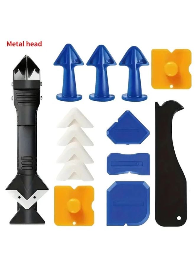 15 Pcs Caulking Tool Set With Metal And Silicone Heads Manual Sealant Applicator - Image 2