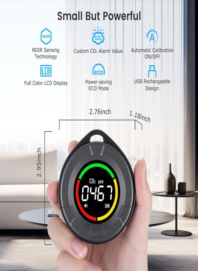 INKBIRDPLUS Portable CO2 Detector, Mini Indoor CO2 Monitor, NDIR Sensor with Full Color LCD, for Home, Office, Travel (PTH-10C) - Image 5