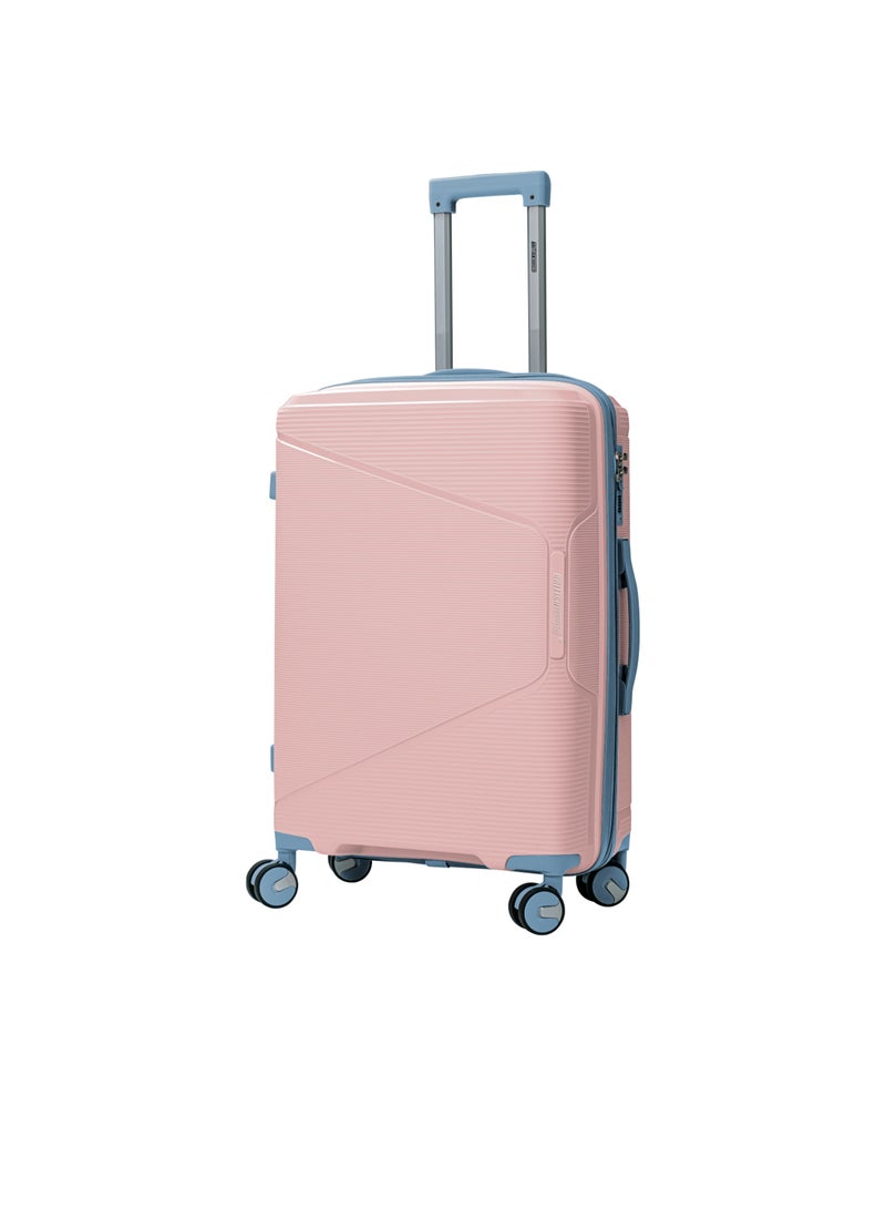 السياحية البريطانية Polypropylene Spinner Check In Large Luggage Trolley 28 Inch Pink عربة أمتعة كبيرة الحجم مصنوعة من مادة البولي بروبيلين مقاس 28 بوصة باللون الوردي - Image 1