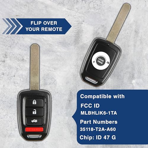 KeylessOption Key Fob Replacement for 2016 2017 2018 2019 2020 Honda Accord Civic Keyless Entry Remote, 4-Button MLBHLIK6-1TA (Pack of 2) - Image 5