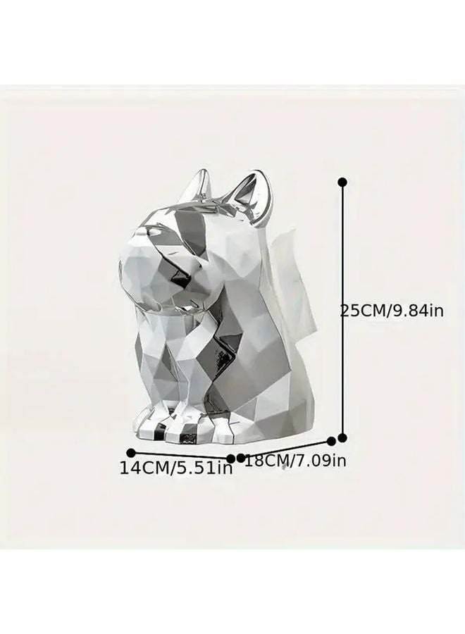 Silvery Plating French Bulldog Tissue Box Holder Modern Home Decor For Living Room - Image 4